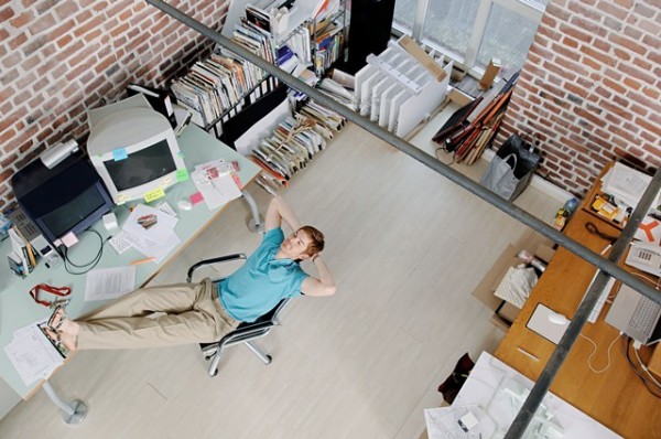 Male office worker sleeping