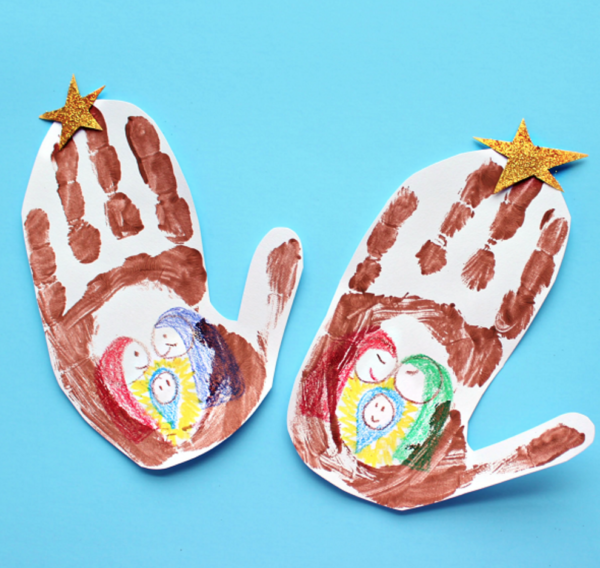 http://www.craftymorning.com/handprint-stable-jesus-in-a-manger-kids-craft/