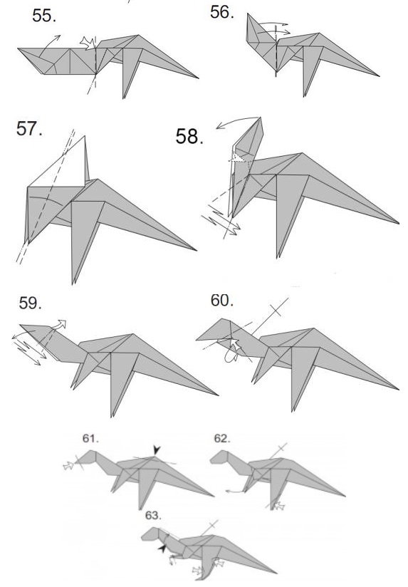 оригами динозавр поэтапно с фото