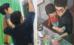 Быть папой: отец изображает будни с маленьким сыном