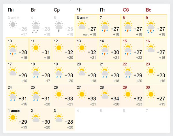 погода в июне, прогноз погоды на июнь
