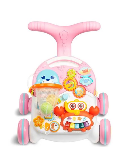 Ходунки-каталка ігровий розвивальний столик Caretero Spark Pink 2 в 1