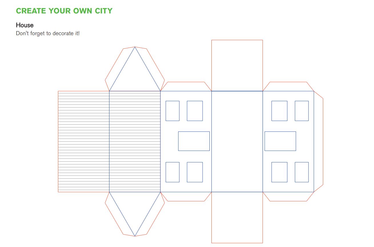 город из бумаги, схемы домов из бумаги