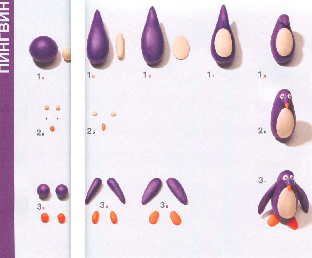 животные из пластилина, схемы лепки из пластилина