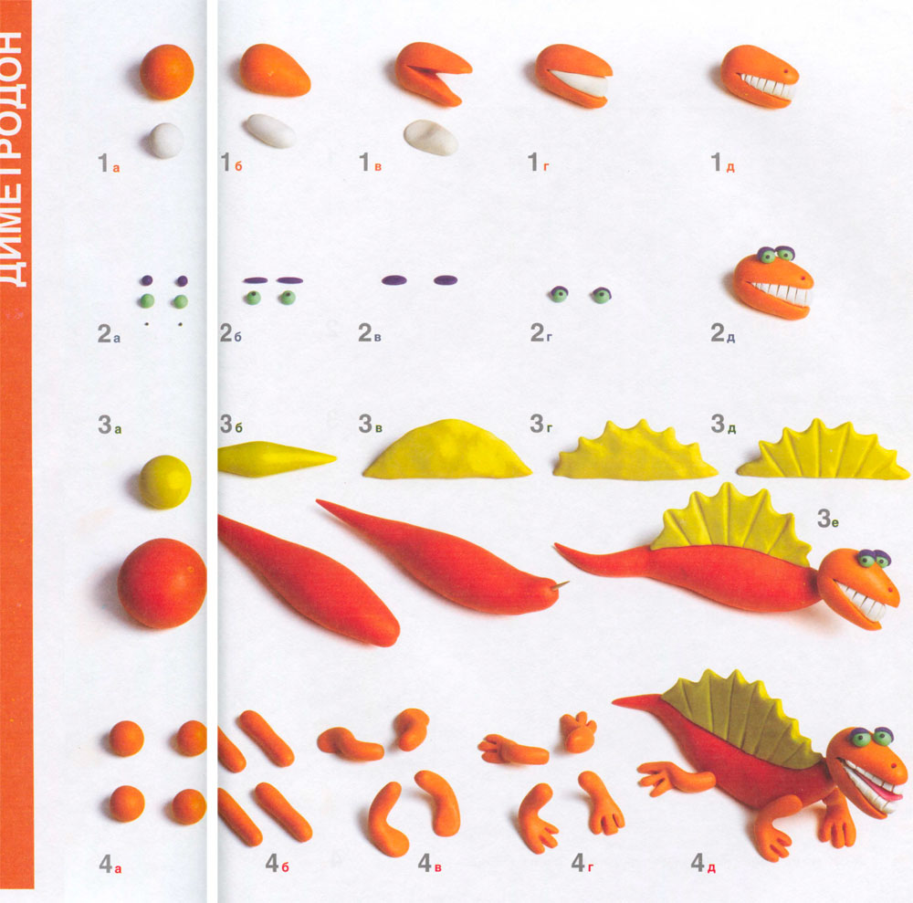 Как слепить динозавра - 10 простых схем