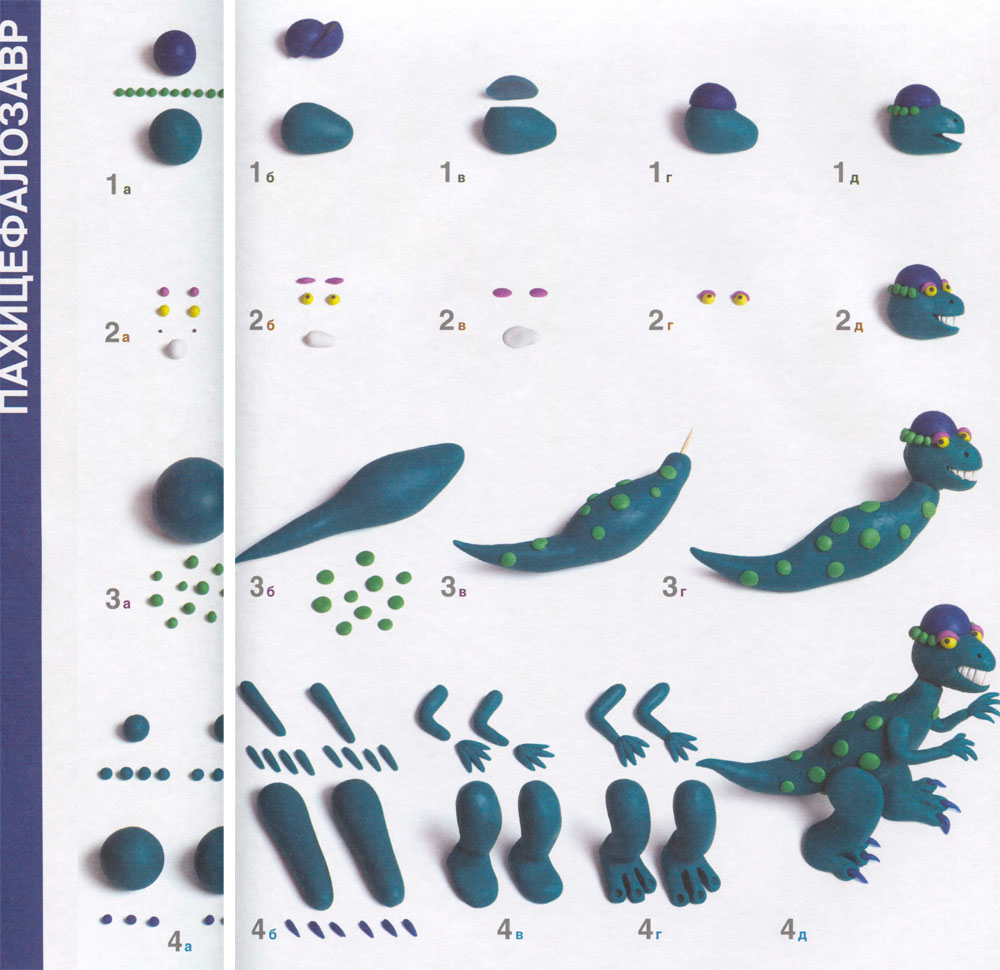 Как слепить динозавра - 10 простых схем