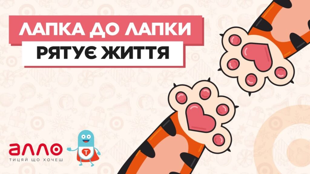 «Лапка до лапки рятує життя»: новорічна благодійна акція АЛЛО для підопічних БФ «Таблеточки»