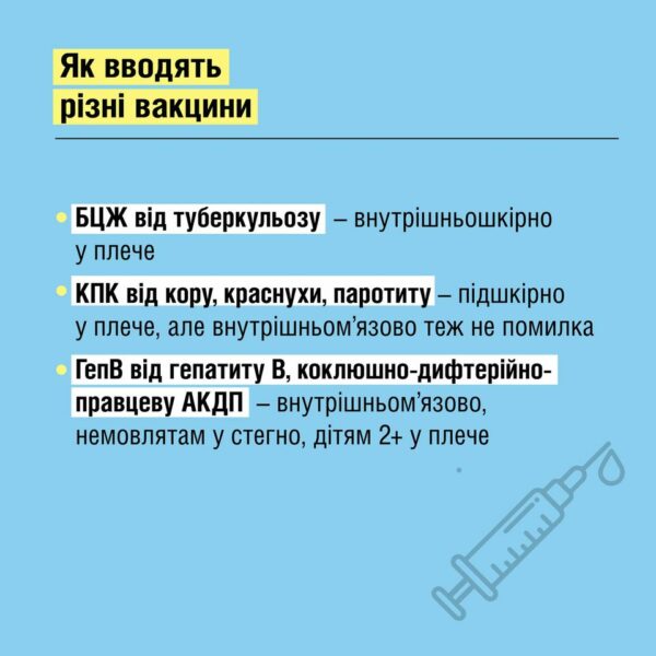 В МОЗ розповіли про особливості введення різних вакцин