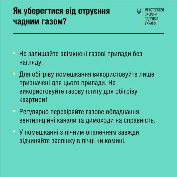 Як уберегтися від отруєння чадним газом