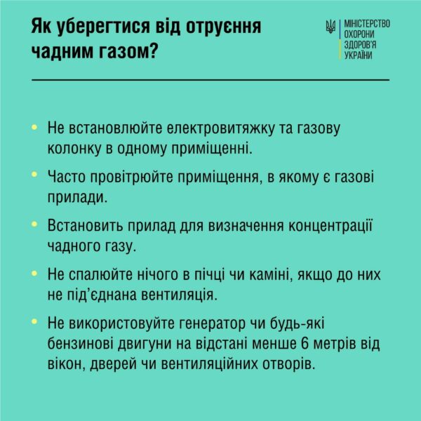 Як уберегтися від отруєння чадним газом