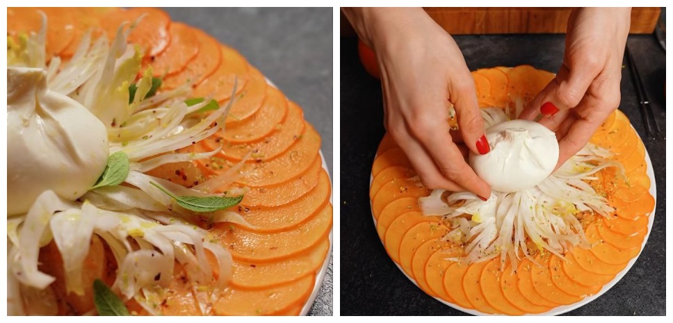 Мартиновська показала, як приготувати карпачо з хурмою та бураттою